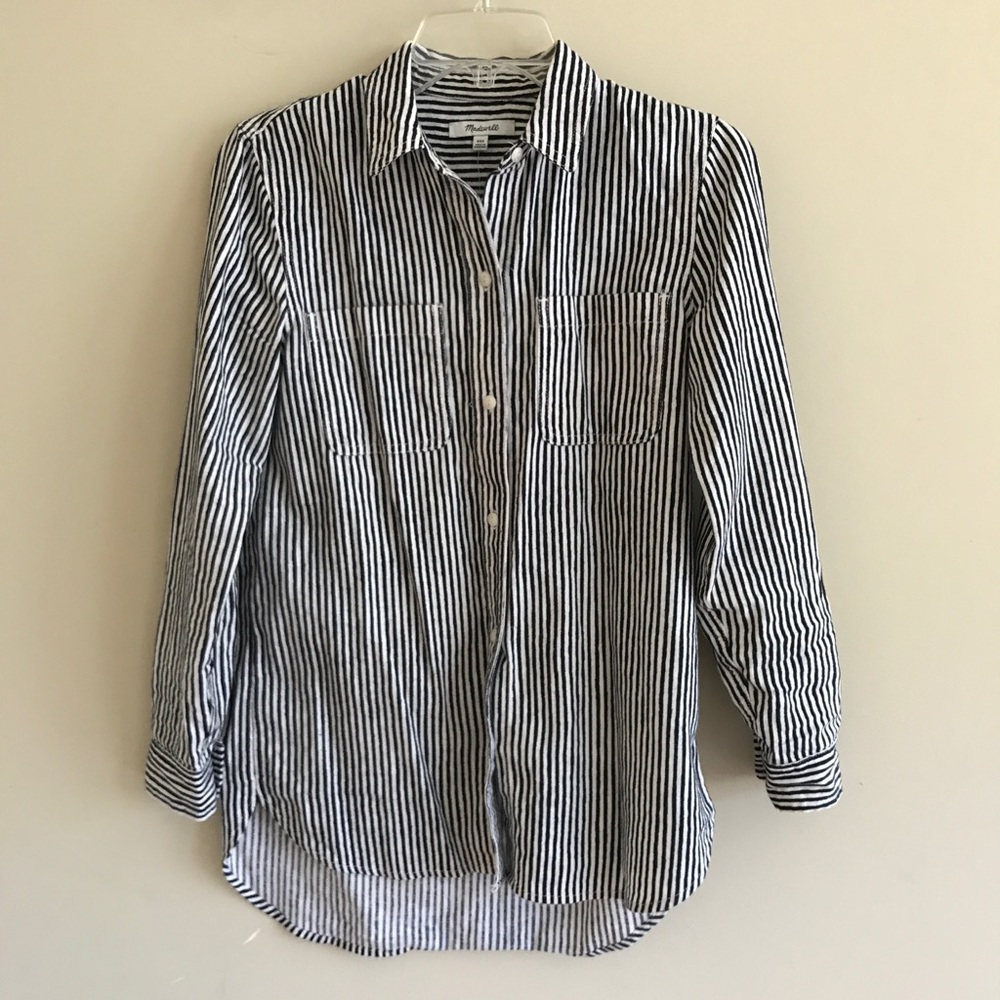 Madewell Ex-Boyfriend striped flannel shirt XXS